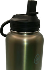 ThermoFlask Stainless Steel Water Bottle, 40 oz, 2-Pack (Silver/Blue Brushed)
