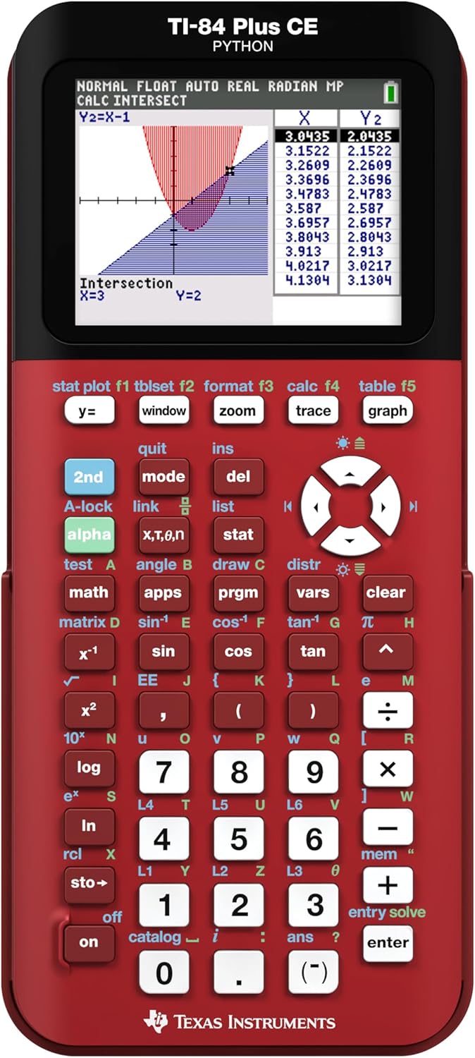 Texas Instruments TI-84 Plus CE Color Graphing Calculator, Radical Red Small