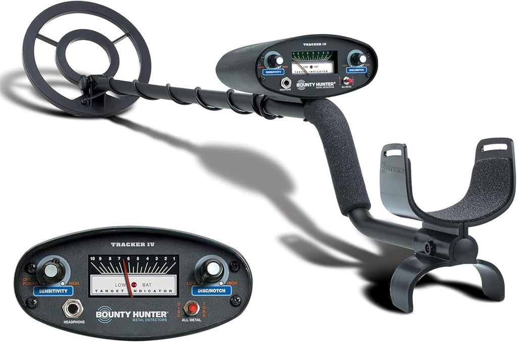 Bounty Hunter TK4 Tracker IV Metal Detector – All-Terrain Gold, Silver, Coin & Relic Finder with 8" Waterproof Coil, 3 Detection Modes – for Adults & Kids – Made in USA