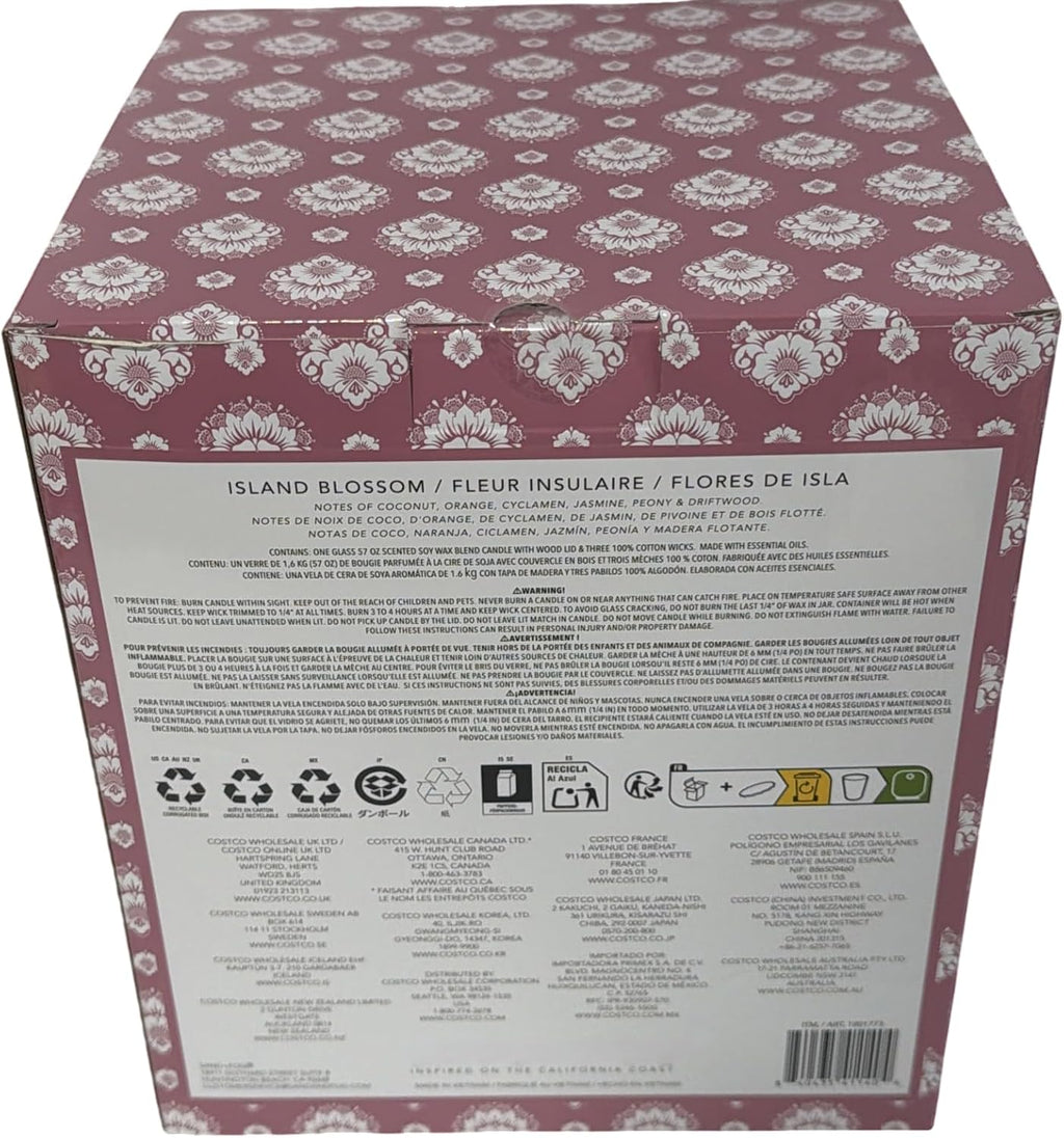 Sand+Fog Beach Walk Scented Soy Wax Blend Candle, 57 oz, with Wood Lid and 3 Cotton Wicks
