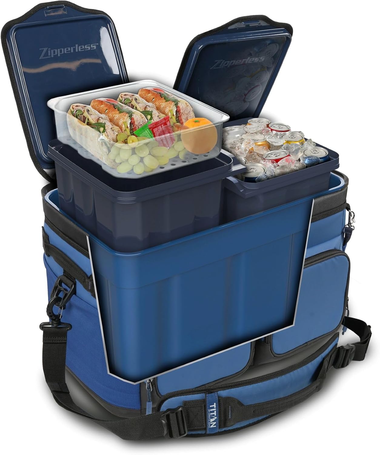 Titan PRO by Arctic Zone 48 Can Triple Zipperles Cooler (Blue)