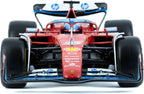 Red Formula 1 car with visible branding on a white background