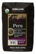 Kirkland Signature Organic Whole Bean Coffee from Peru- 2lb Whole Bean Medium Roast