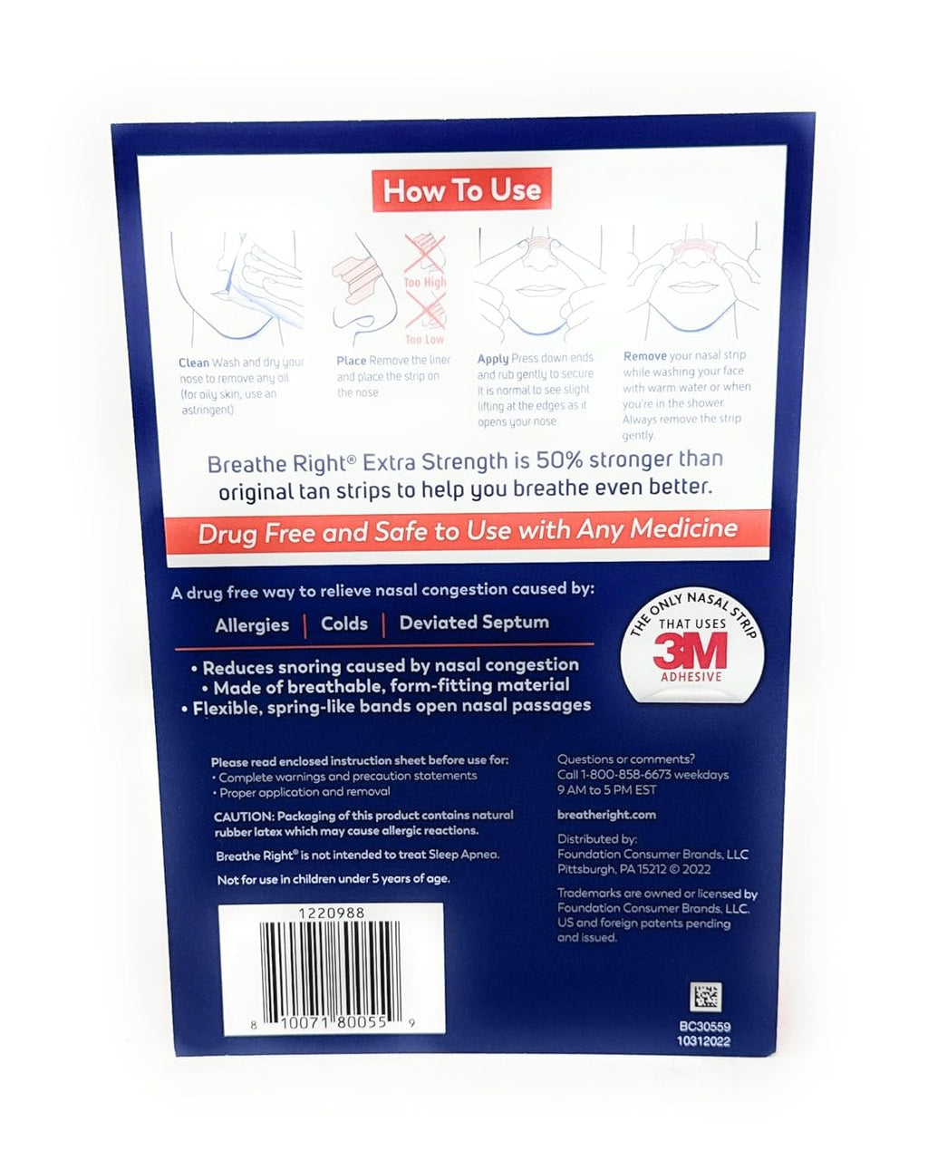 Breathe Right Extra Strength Nasal Strips, 72 Strips