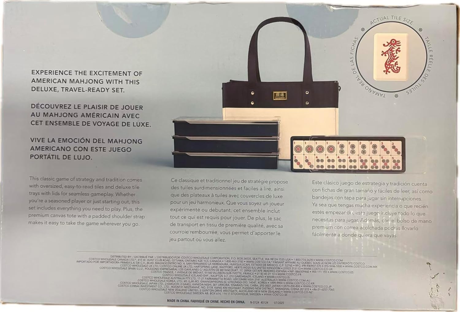 Premium Mahjong（麻将） Set with Tile Trays, Tote Bag, 166 Mahjong Tiles, and 3 Die