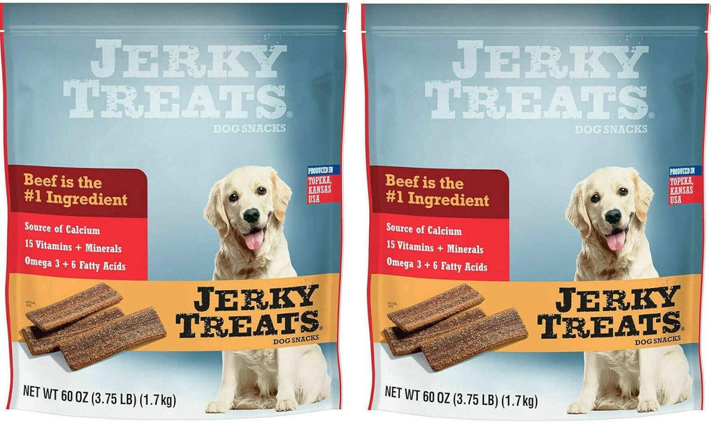 Jerky Treats Tender Strips Dog Snacks Beef 60 oz. 3.75 lbs - 2 Pack