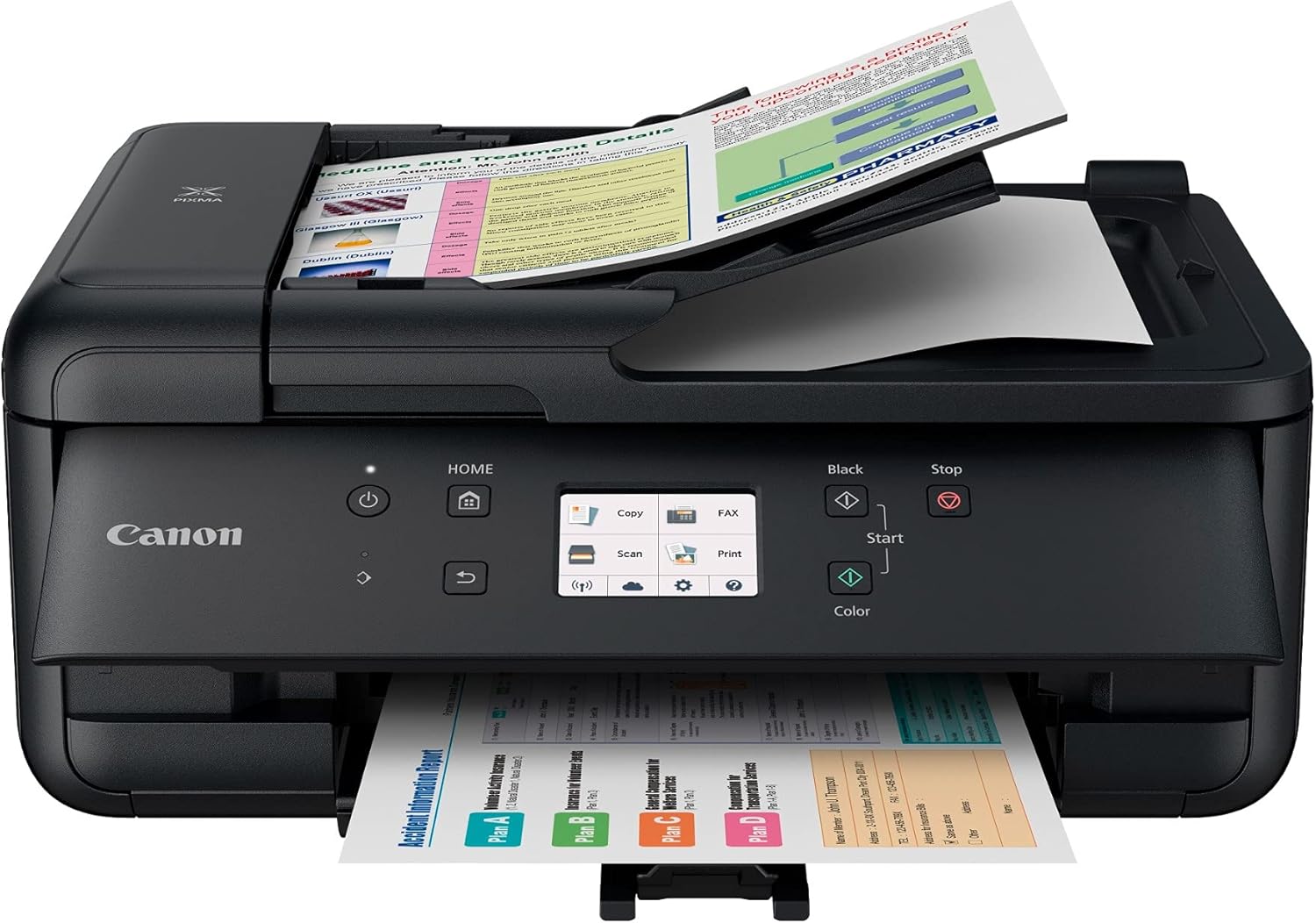 Canon PIXMA TR7520 All-In-One Wireless Home Photo Office All-In-One Printer with Scanner, Copier and Fax: Airprint and Google Cloud Compatible, Black, Works with Alexa