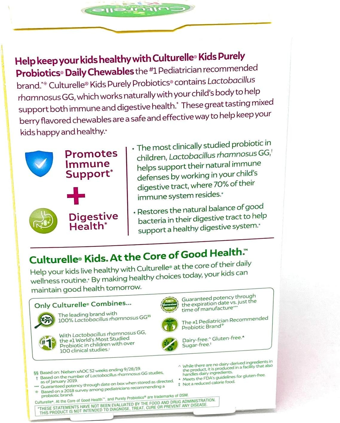 Culturelle Kids Chewable Daily Probiotic for Kids | Natural Berry Flavor Daily Supplement | 60 Count | Age 3+ | 100% Naturally Sourced Lactobacillus GG â€“The Most Clinically Studied Probiotic