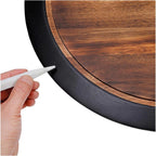 18" Large Lazy Susan Acacia Solid Wood with Chalkboard Edge for Labeling for Dining Serving Chacuterie Board Cheese Board Spice Candle Holder Vanity or Kitchen Organizer for Everyday or Party