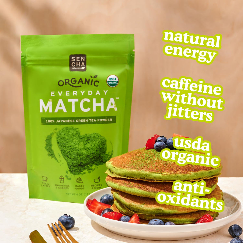 SEN CHA Naturals Organic Everyday Matcha Powder, Authentic Japanese Green Tea, Premium First & Second Harvest Culinary and Ceremonial Grade Matcha Powder, Lattes & Baking, 12oz Bag (1 Pack)