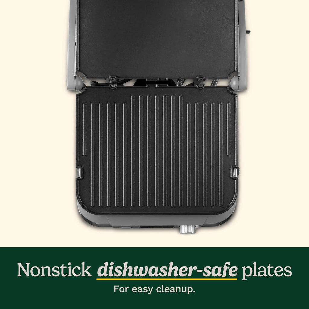Cuisinart Electric Griddler FIVE Countertop Grill, Enjoy 5-in-1 Functions Including Panini Press, LCD Display, Wide Temperature Range, and Sear Function, Nonstick Plates, GR-5NAS, Stainless Steel
