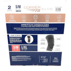 Copperfit Elite Air Knee Compression Sleeve, S/M, 2 Pack, Joint Pain Relief (Small/Medium (12"-16"))