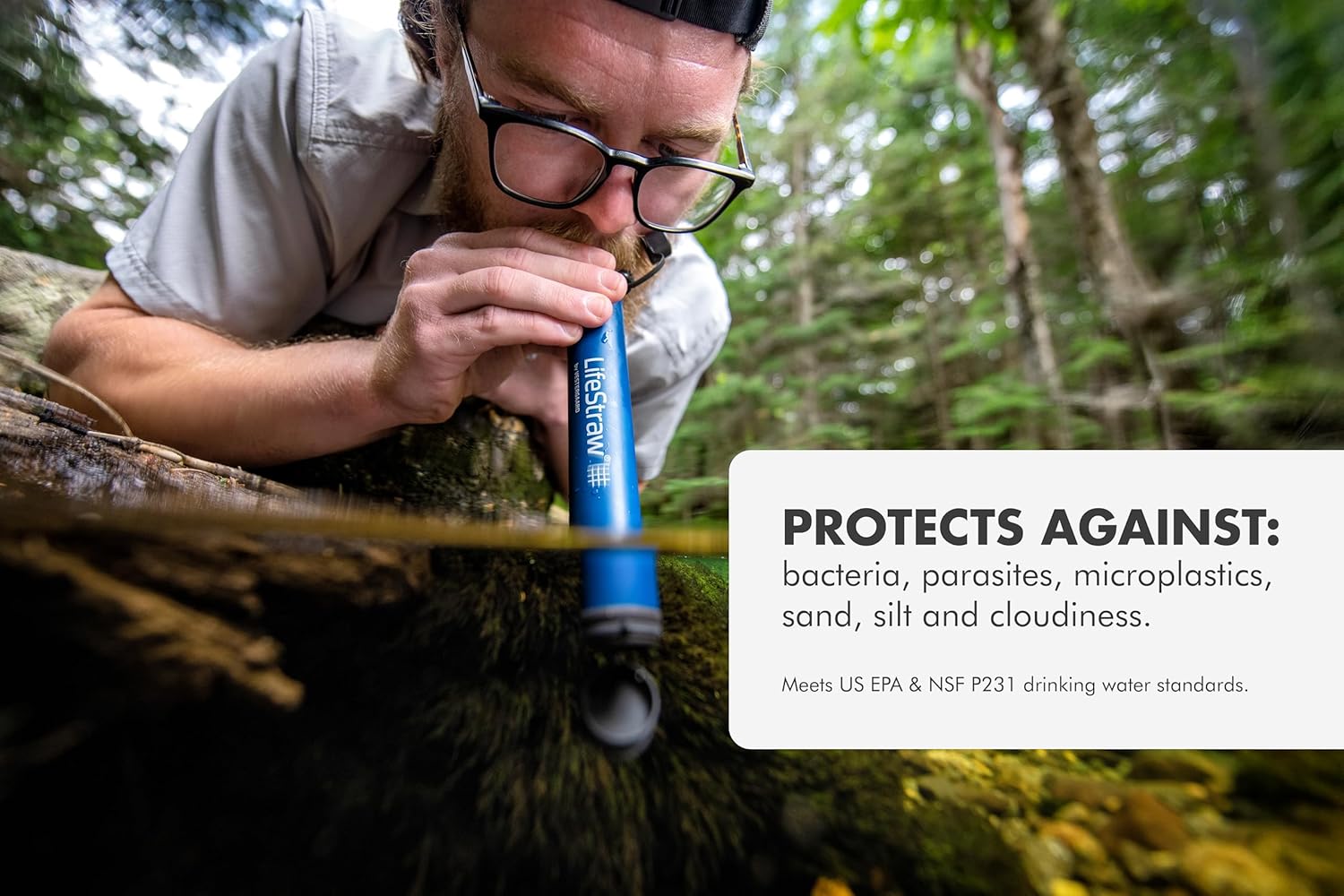 LifeStraw Personal — Water Filter for Hiking, Camping, Travel, and Emergency Preparedness, 4 Pack, Navy
