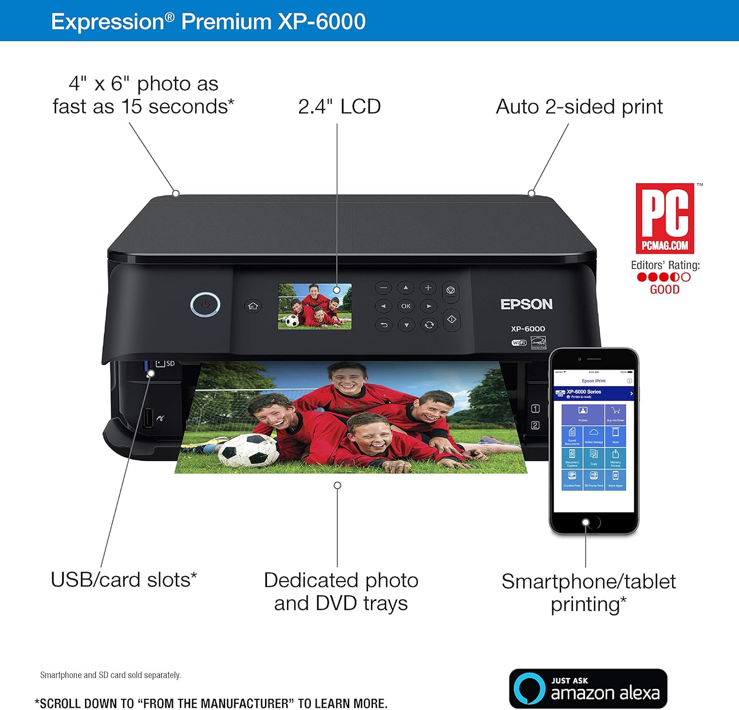 Epson Expression Premium XP-6000 Wireless Color Photo Printer with Scanner & Copier, Amazon Dash Replenishment Ready