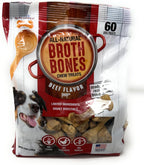 Nylabone Beef Broth Bones for Dogs, 60 Count, 2.6 Lbs