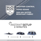 CORE 10 Person Instant Cabin Tent | Large Multi Room Family Pop Up Tent for 2 Minute Camp Setup | Included Storage Pockets for Camping Accessories