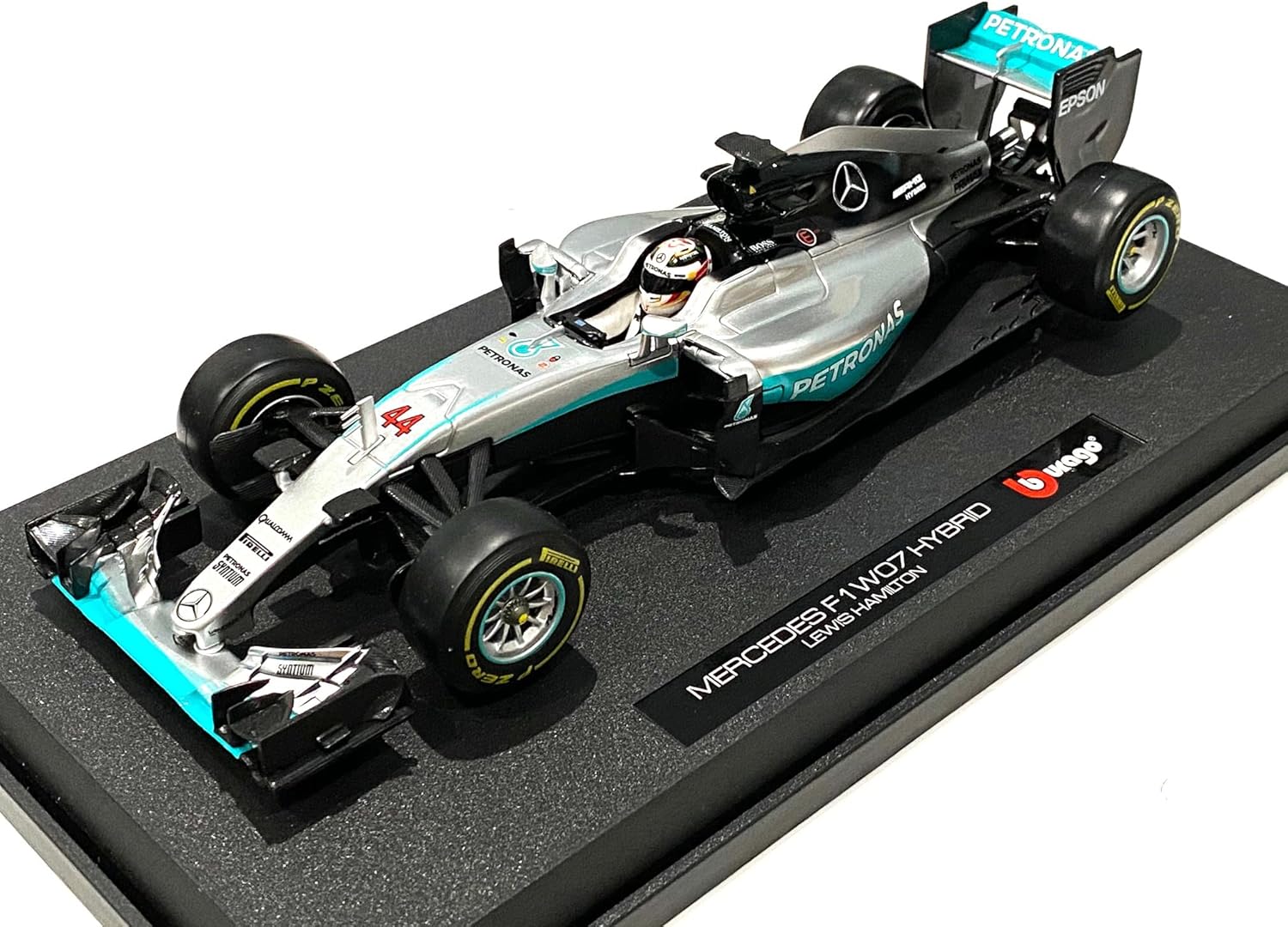 Bburago Mercedes AMG F1 W07 Hybrid Petronas Lewis Hamilton 2016 1/18 Diecast Model Car