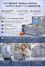 Titan by Arctic Zone Expandable Lunch Box – Insulated, Crush-Resistant Cooler with 2 Ice Walls & Leak-Proof Lining – Meal Prep Bag with Strap & Container for Work & Travel | Black (Pale Frost)