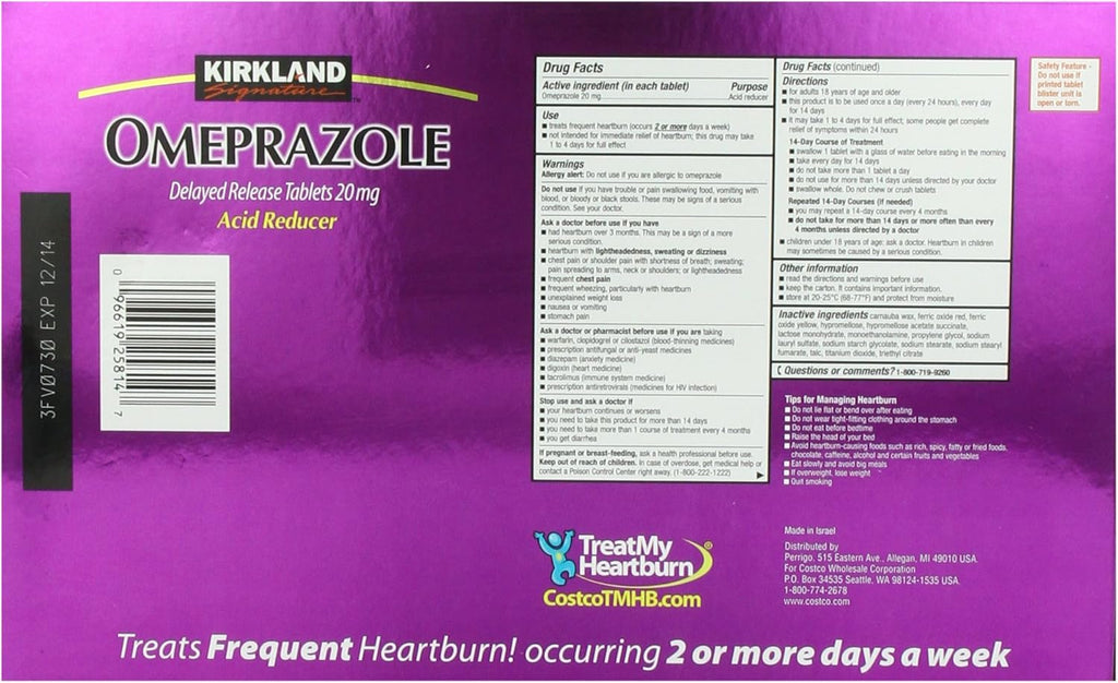 Kirkland Signature Omeprazole Delayed Release, Acid Reducer Tablets 20 mg, 42 Count