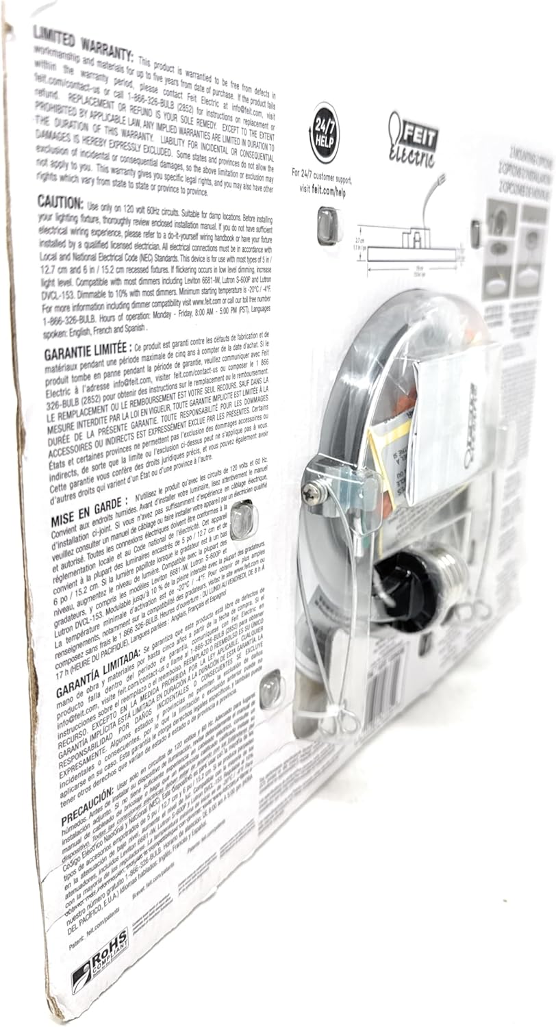 Feit Electric Round, 2 Mounting Options, for Home, Office, Commercial LED Downlight, 7.5", 2700K Soft White