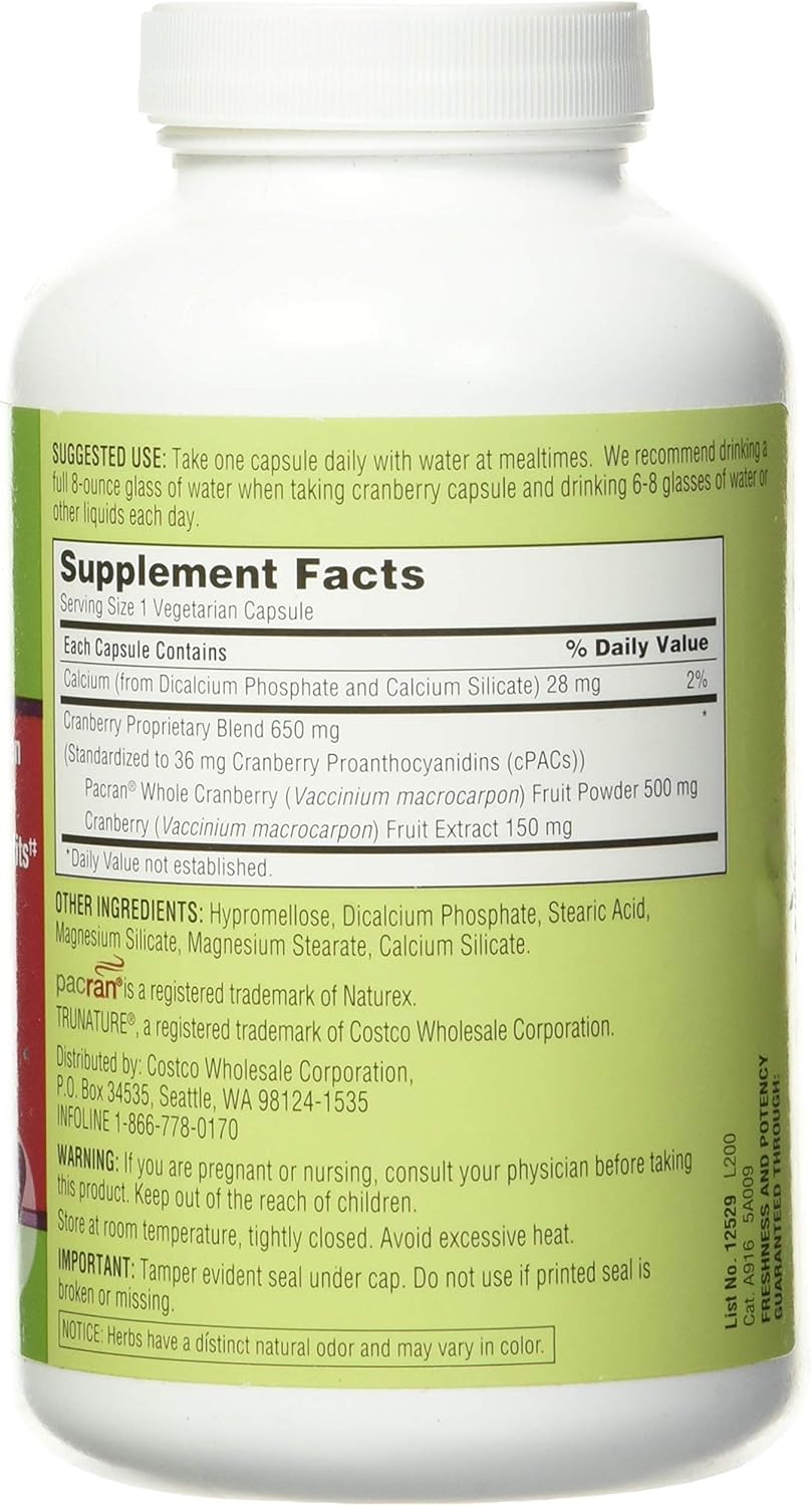 trunature Cranberry 650 mg, 140 Vegetarian Capsules