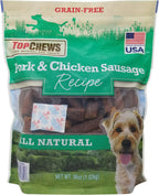 Top Chews Pork & Chicken Sausage Dog Treats, 100% Natural (36 Oz, 2.25 LBS)