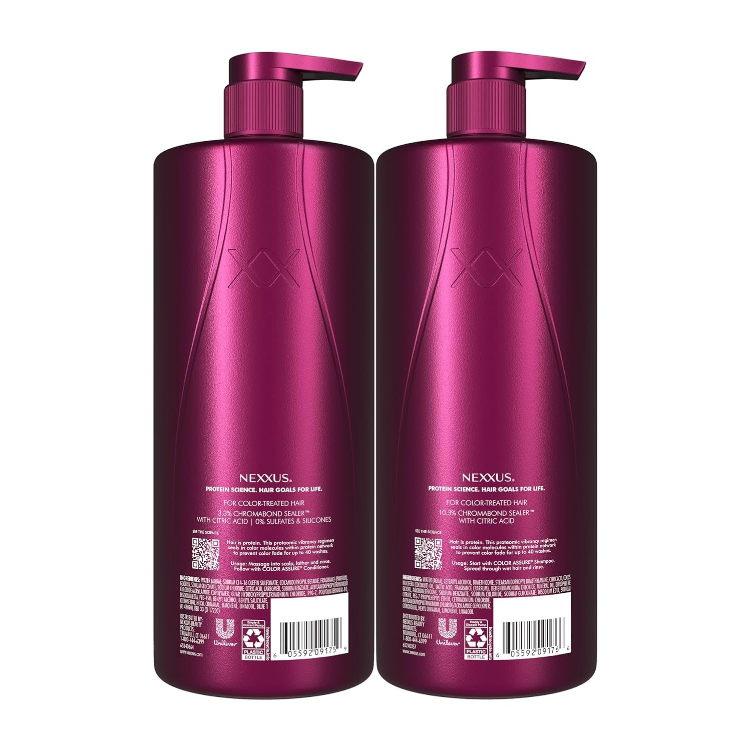 Nexxus Color Assure Color Care 2 Count for Vibrancy Shampoo, Conditioner Color Treated Hair Powered by Chromabond Sealer with Citric Acid 33.8 fl oz