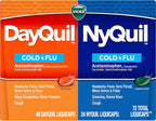 Vicks DayQuil & NyQuil Co-Pack, Cold & Flu Medicine, Powerful Multi-Symptom Daytime & Nighttime Relief for Headache, Fever, Sore Throat, Minor Aches & Pains, & Cough, 72ct