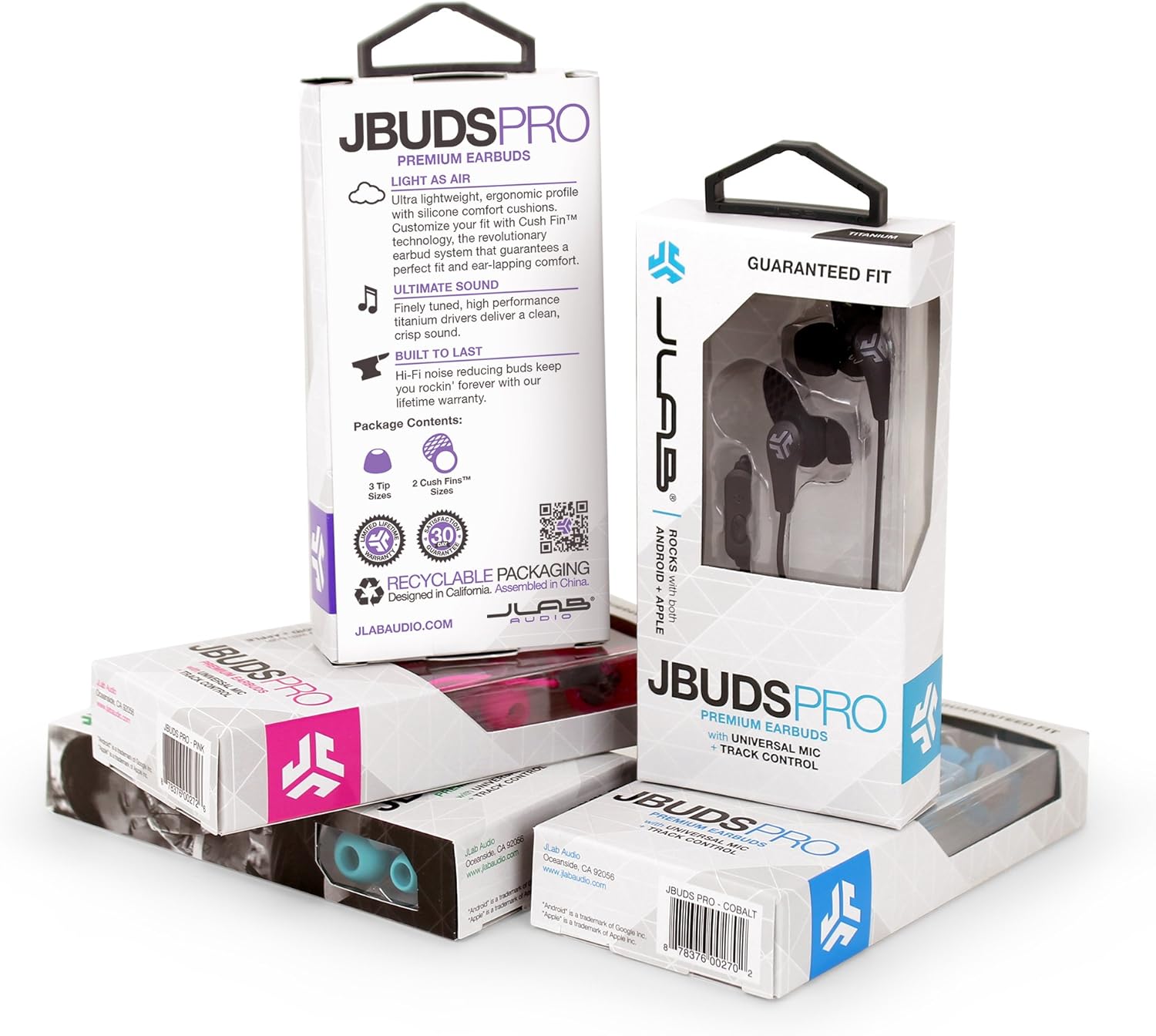 Jlab Audio JBudsPRO Premium in-Ear Earbuds with Mic, Guaranteed Fit, Guaranteed for Life - Black