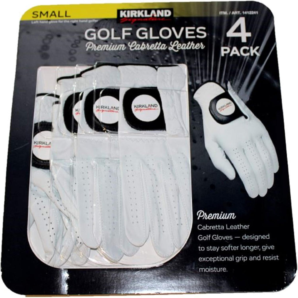 KIRKLAND SIGNATURE Premium Leather Golf Glove for Left Handed - 4-Pack Small