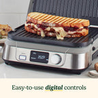 Cuisinart Electric Griddler FIVE Countertop Grill, Enjoy 5-in-1 Functions Including Panini Press, LCD Display, Wide Temperature Range, and Sear Function, Nonstick Plates, GR-5NAS, Stainless Steel
