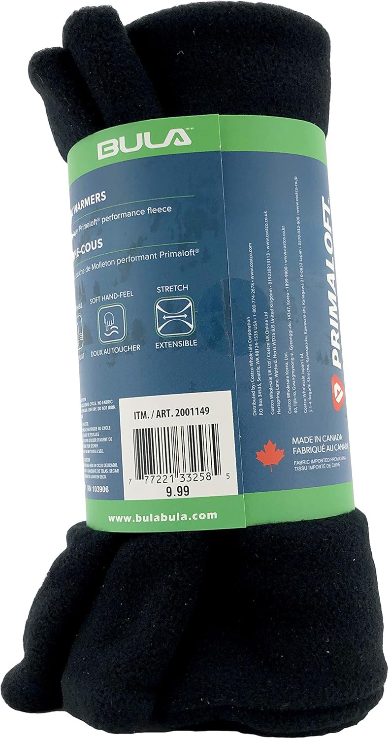 Bula Neck Warmer | 2 Pack | Double Layer Primaloft Fleece | Black