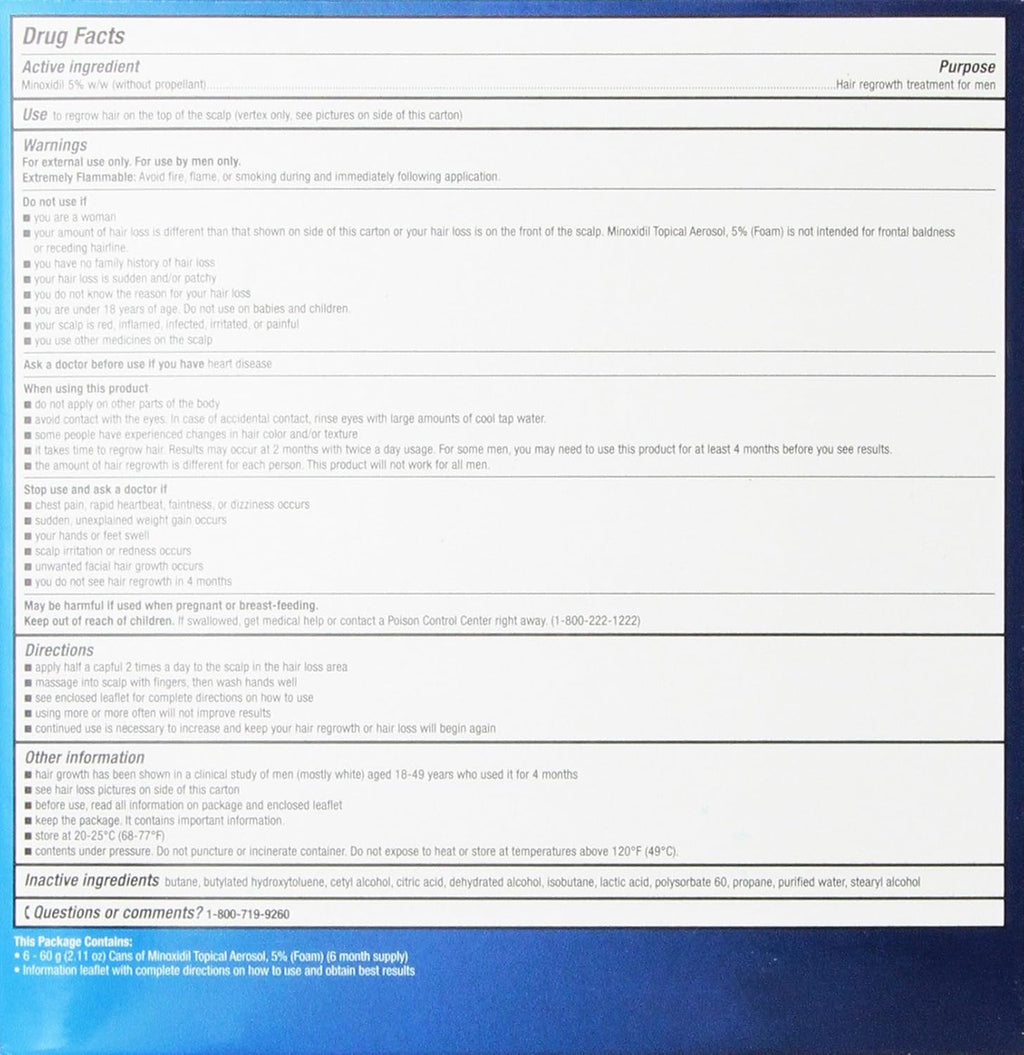 Drug facts label with detailed information on a blue background