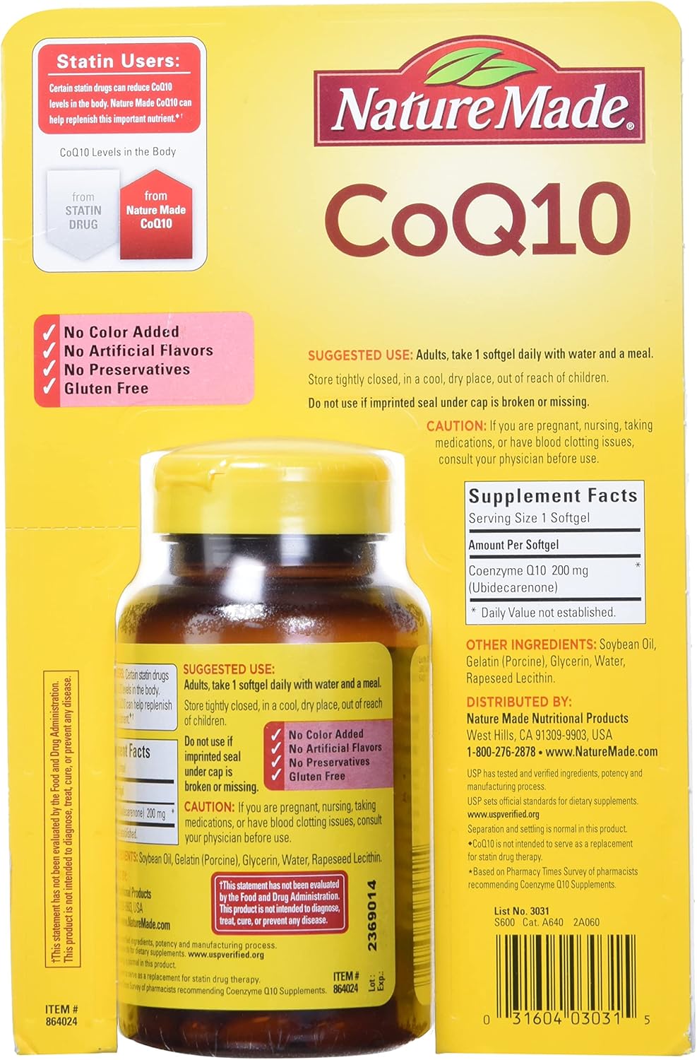 Nature Made CoQ10, Softgels Helps Supports Heart Function & Cellular Energy Production, Unflavored, 200 mg, 140 Count