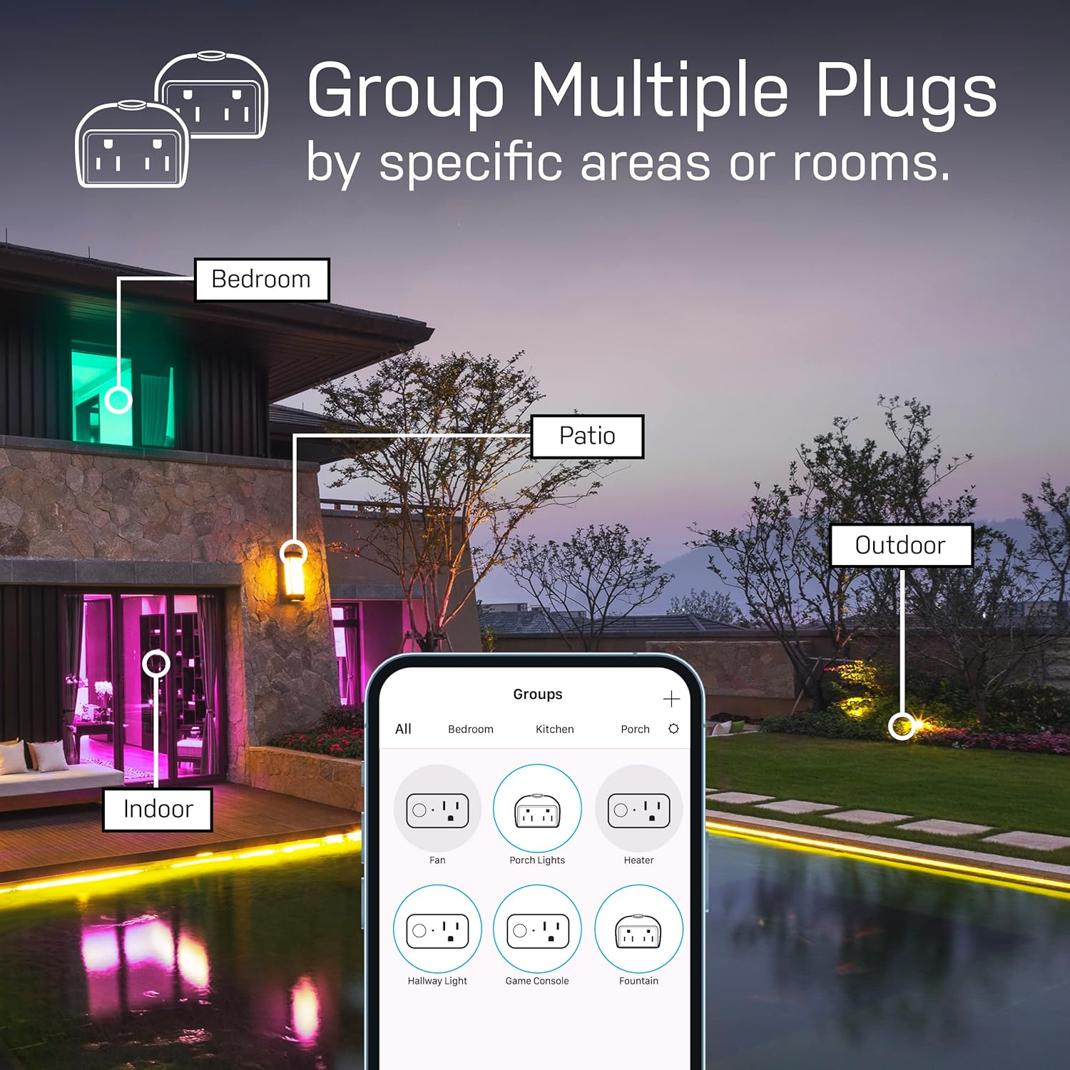 Feit Electric 120V 15A Smart Wifi Enabled Dual Outlet Wall Plug