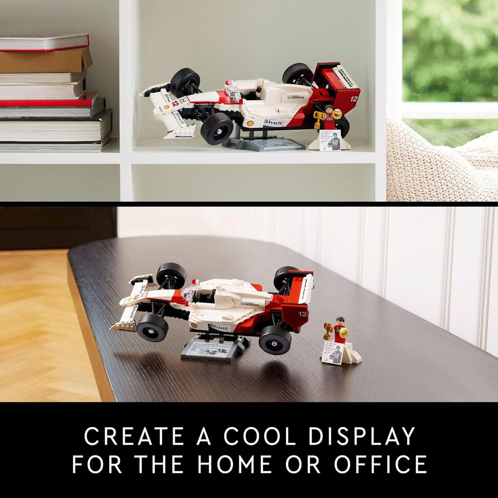 LEGO Icons McLaren MP4/4 & Ayrton Senna Minifigure Model Car Kit - Buildable F1 McLaren Set for Adults, Ages 18+ - Gift for Birthdays - 10330