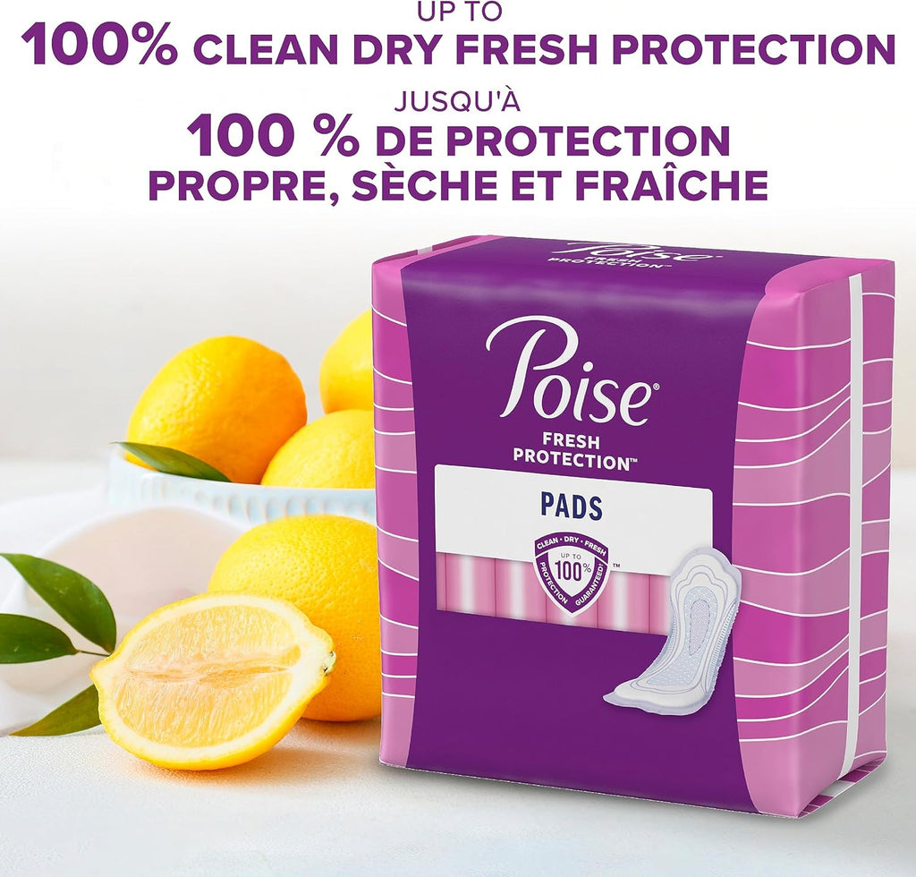 Poise Incontinence Pads for Women, Ultimate Absorbency, Long, Original Design, 108 Count (4 Packs of 27)