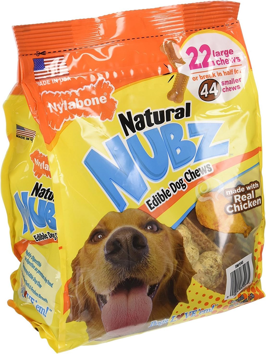 (Pack of 2) Nylabone Natural Nubz Edible Dog Chews 22ct. (2.6lb/Bag) -Total 5.2lb
