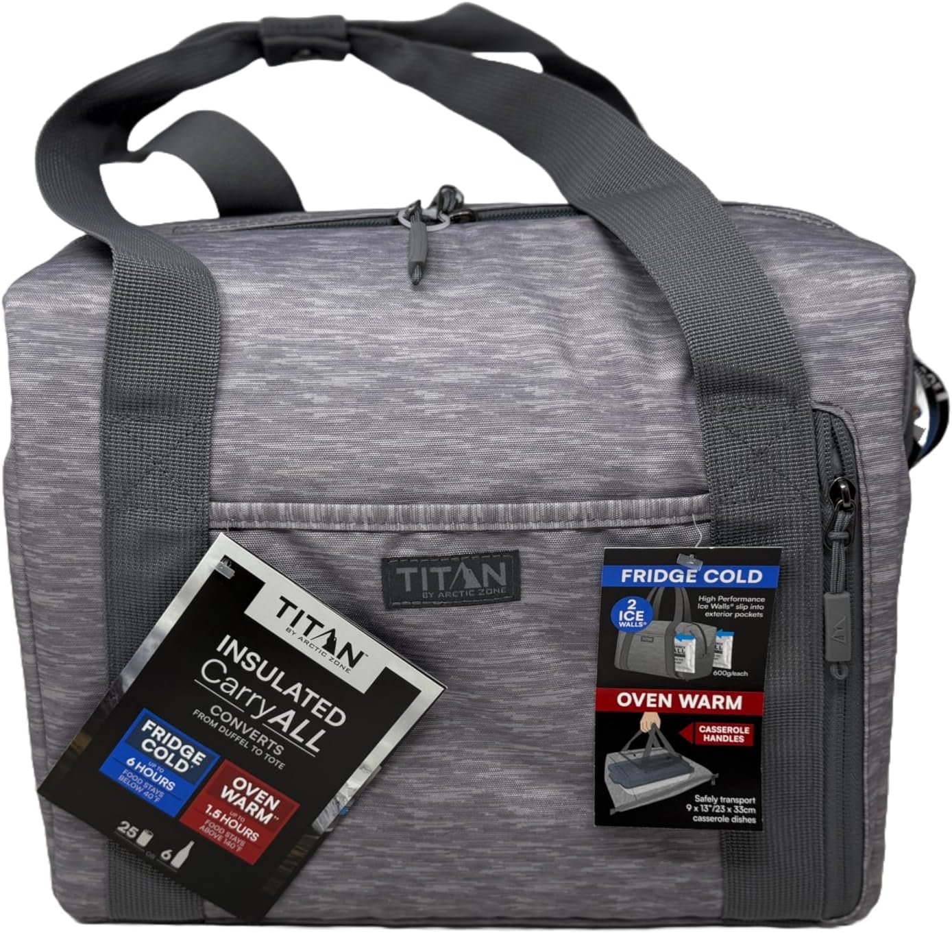 Titan by Artic Zone Insulated Carry All - Converts from Duffel to Tote (Grey)