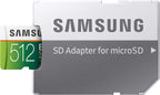 SAMSUNG EVO Select Micro SD Memory Card with Adapter, 512GB microSDXC UHS-I U3 100MB/s Full HD & 4K UHD for Photos, Videos, Music Storage, MB-ME512HA