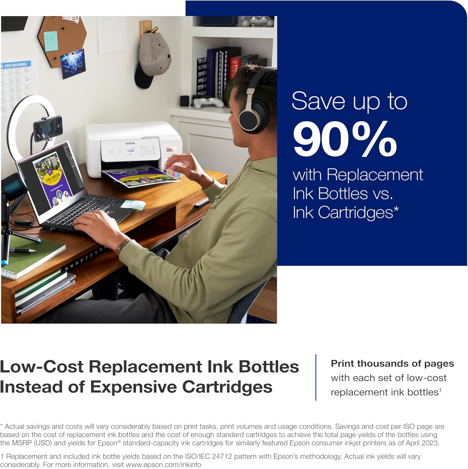Epson EcoTank ET-2800 Wireless Color All-in-One Cartridge-Free Supertank with Scan and Copy, The Ideal Basic Home Printer - White