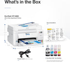 Epson EcoTank ET-4850 Wireless All-in-One Cartridge-Free Supertank with Scanner Copier, Fax, ADF and Ethernet, The Printer Office Printer - White