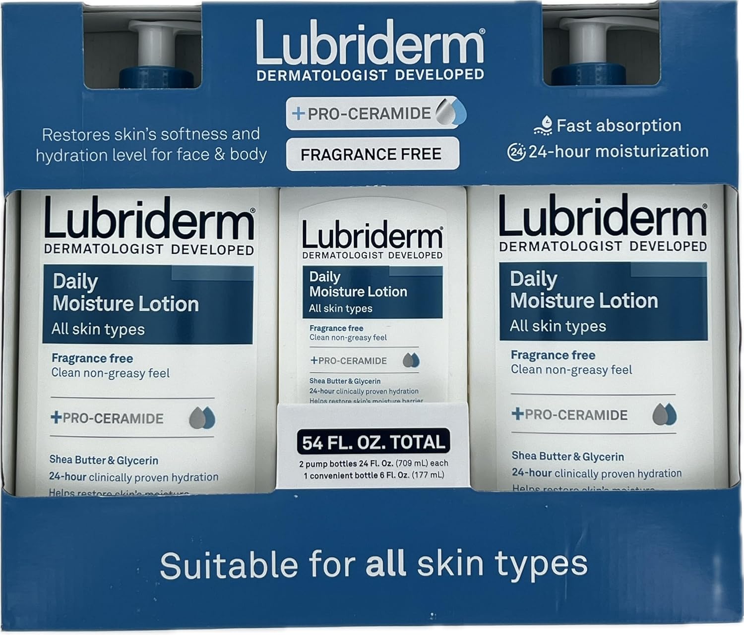 Lubriderm Daily Moisture Lotion Fragrance Free 3-pack