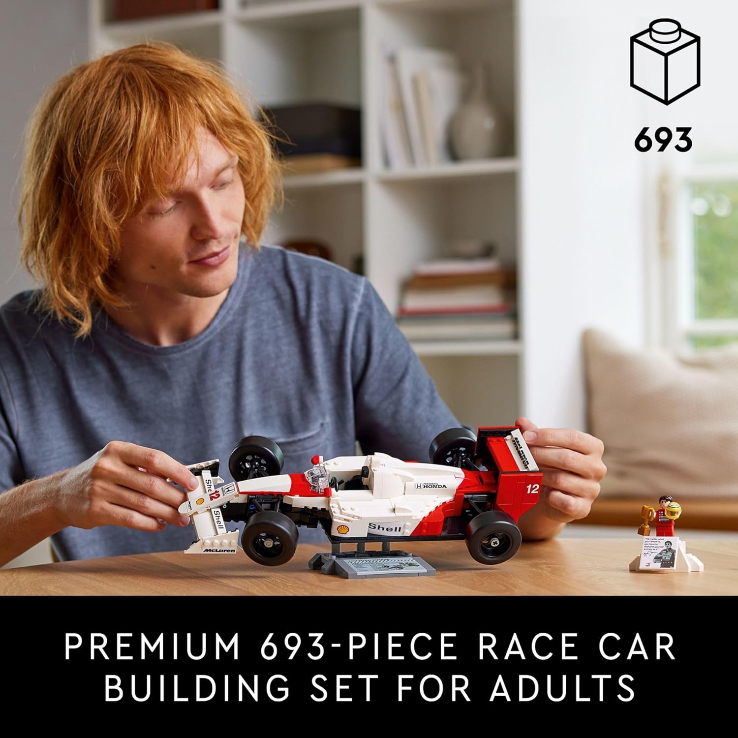 LEGO Icons McLaren MP4/4 & Ayrton Senna Minifigure Model Car Kit - Buildable F1 McLaren Set for Adults, Ages 18+ - Gift for Birthdays - 10330