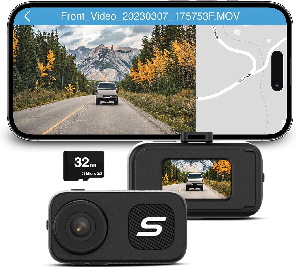 Type S 4K Mini Dash Cam & Body Camera with Voice Control, Video Stabilization, G-Sensor Incident Detection, Loop Recording, 32GB Card Included, Compact Car Dash Camera for Driving & Personal Safety