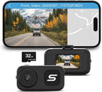 Type S 4K Mini Dash Cam & Body Camera with Voice Control, Video Stabilization, G-Sensor Incident Detection, Loop Recording, 32GB Card Included, Compact Car Dash Camera for Driving & Personal Safety