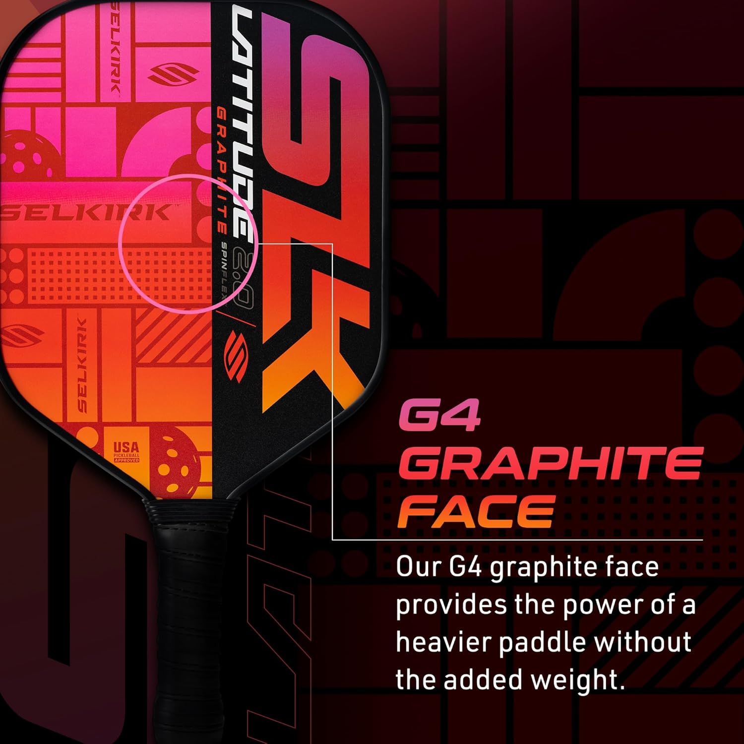 Selkirk Sport 2024 SLK Latitude 2.0 Pickleball Paddle | G4 Graphite Pickleball Paddle Face | Rev-Core+ Technology with SpinFlex Surface | Redesigned for Performance and Control