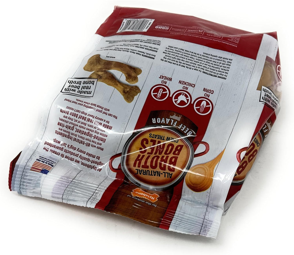 Nylabone Beef Broth Bones for Dogs, 60 Count, 2.6 Lbs