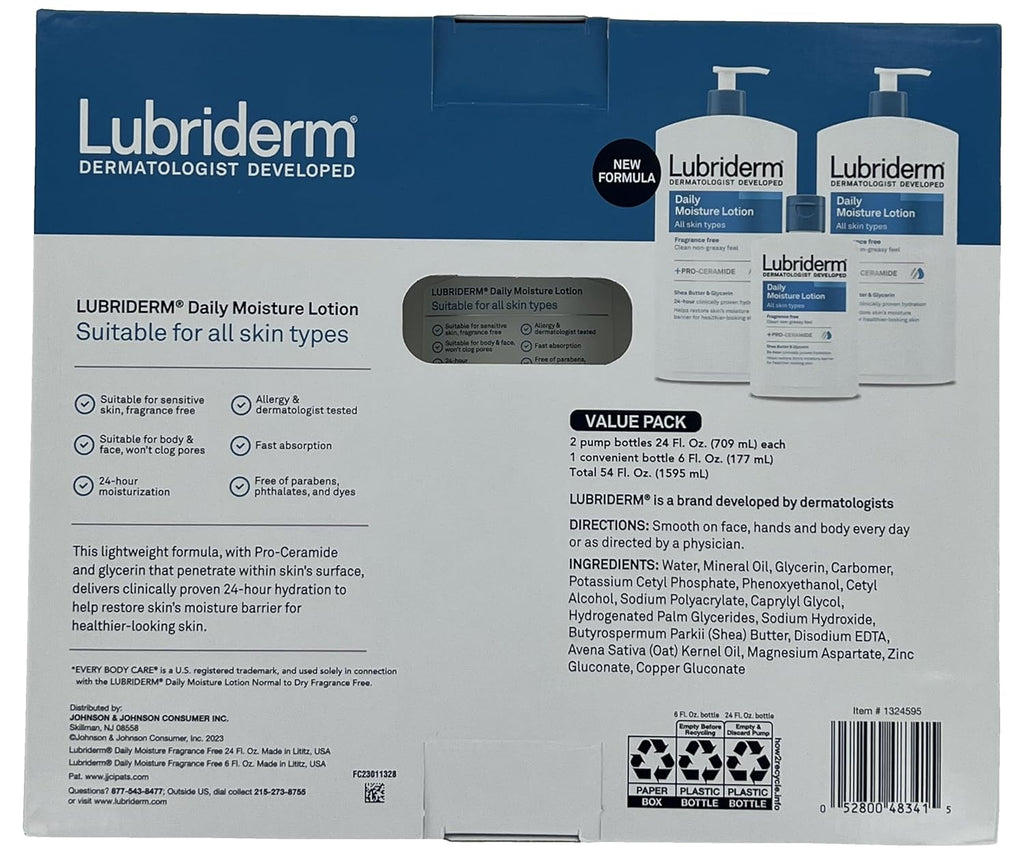 Lubriderm Daily Moisture Lotion Fragrance Free 3-pack