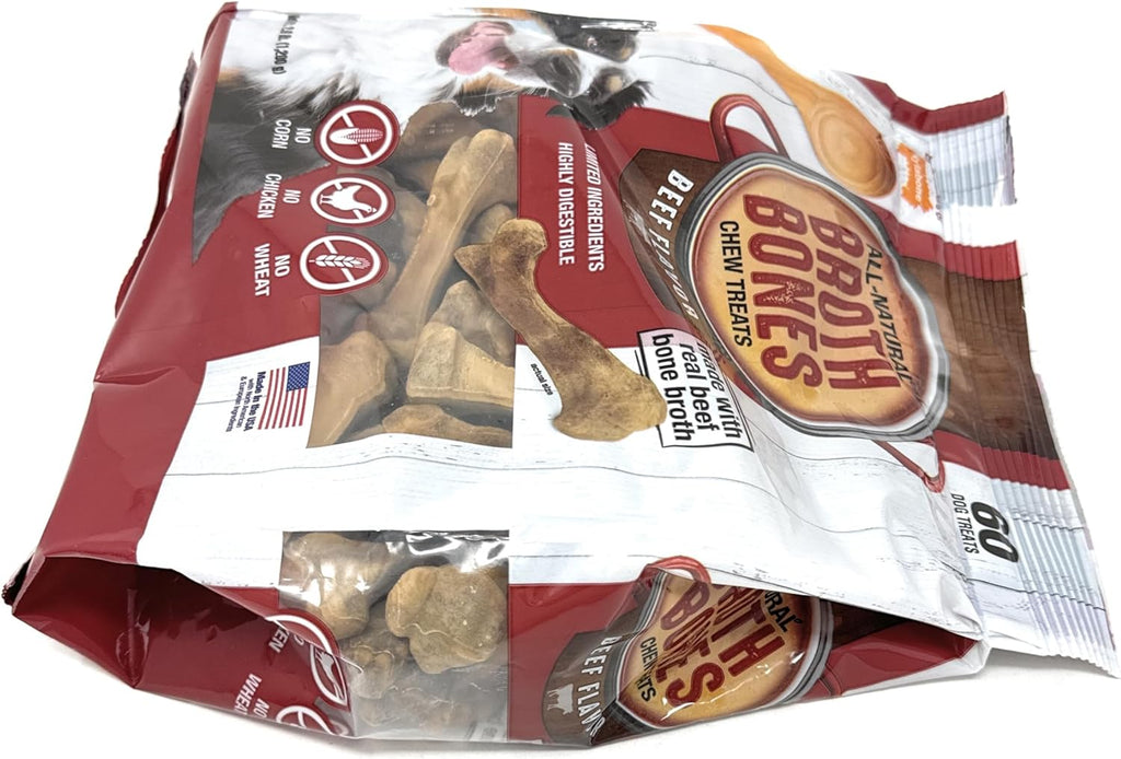 Nylabone Beef Broth Bones for Dogs, 60 Count, 2.6 Lbs